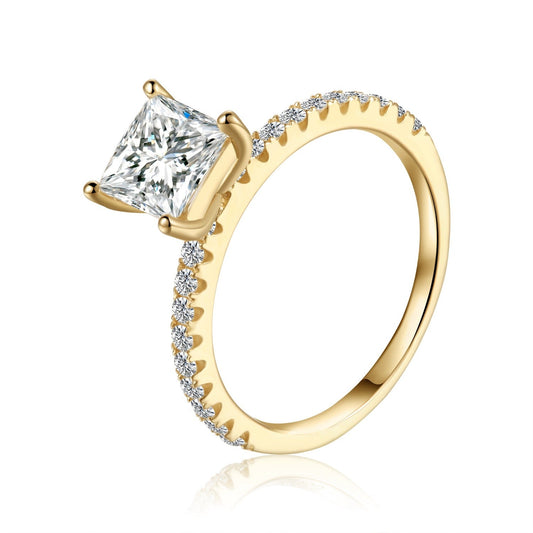 Elevé 1.20ct Princess Cut Moissanite Engagement Ring Set in 9ct Yellow Gold