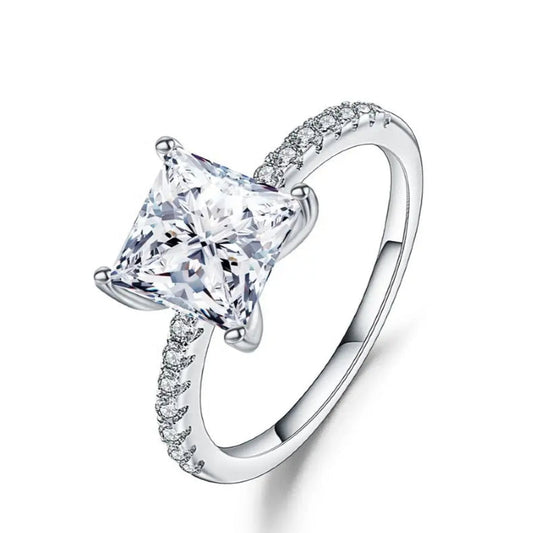 Elevé 1.20ct Princess Cut Moissanite Engagement Ring Set in Sterling Silver