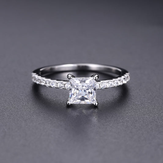 Elevé 1.20ct Princess Cut Moissanite Engagement Ring Set in Sterling Silver