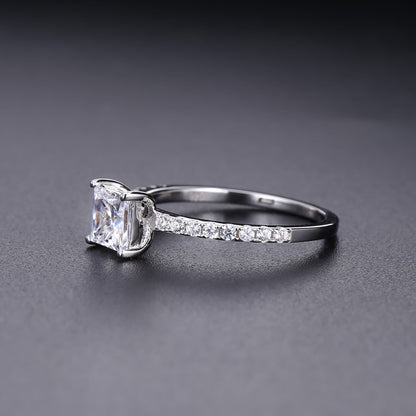 Elevé 1.20ct Princess Cut Moissanite Engagement Ring Set in Sterling Silver