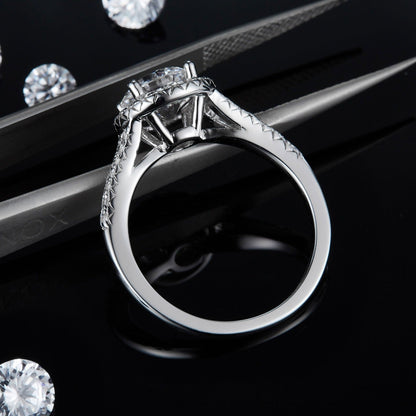 Elevé 1.50ct Halo Moissanite Engagement Ring