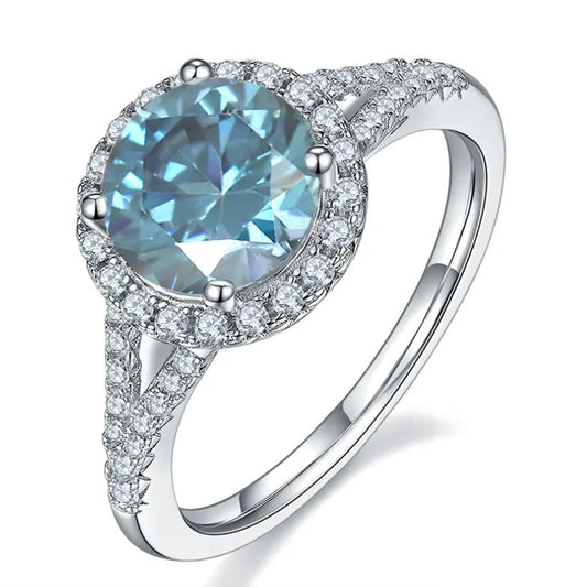 Elevé 2.00ct Blue Halo Moissanite Engagement Ring
