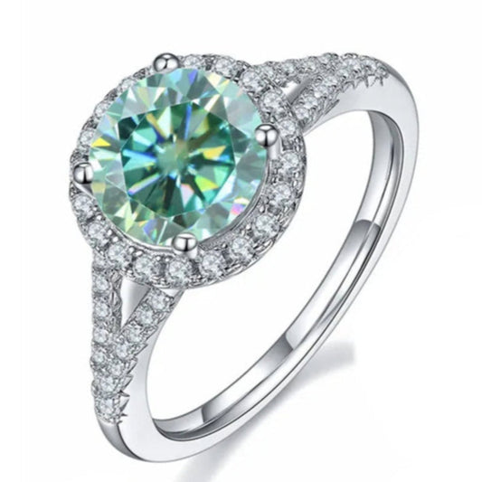 Elevé 2.00ct Green Halo Moissanite Engagement Ring