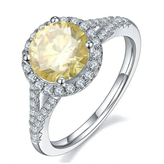 Elevé 2.00ct Yellow Halo Moissanite Engagement Ring