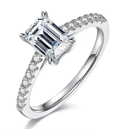 Elevé Basket Set 1.00ct Emerald Cut Moissanite Engagement Ring