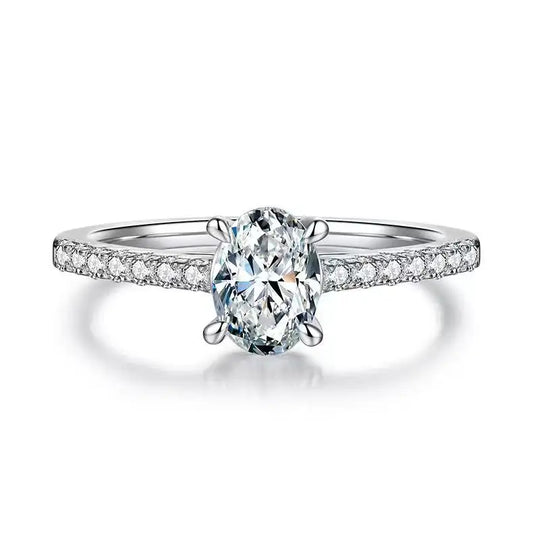 Elevé Basket Set 1.00ct Oval Cut Moissanite Engagement Ring