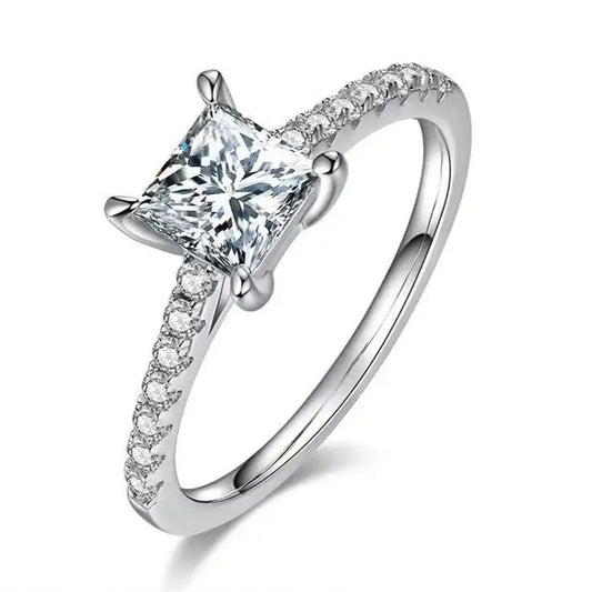 Elevé Basket Set 1.00ct Princess Cut Moissanite Engagement Ring