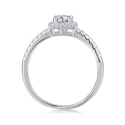 Elevé Halo 0.50ct Moissanite Engagement Ring Set in 9ct White Gold