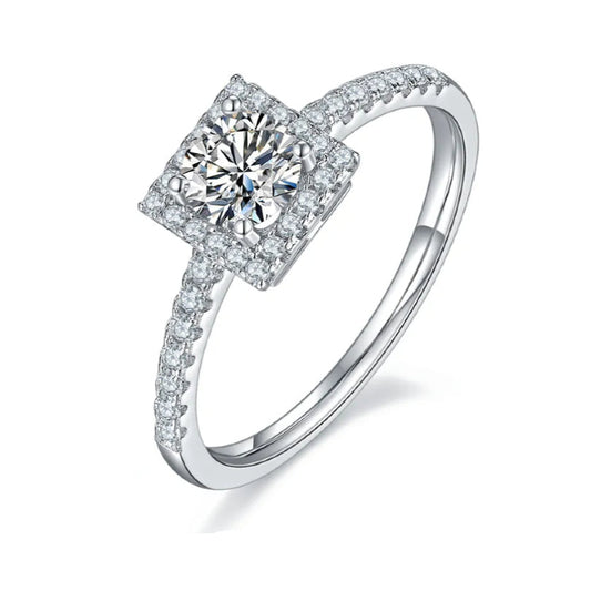 Elevé Halo 0.50ct Moissanite Engagement Ring Set in 9ct White Gold