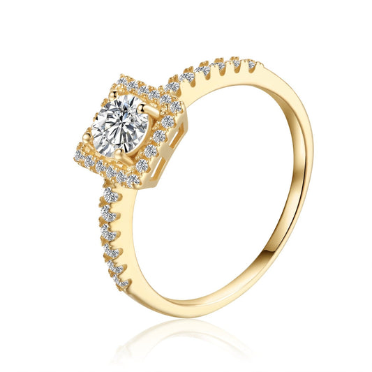 Elevé Halo 0.50ct Moissanite Engagement Ring Set in 9ct Yellow Gold