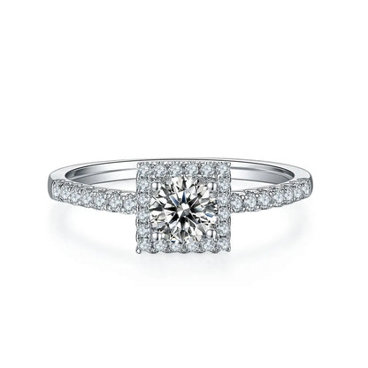 Elevé Halo 0.50ct Moissanite Engagement Ring Set in Sterling Silver