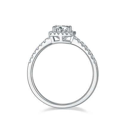 Elevé Halo 0.50ct Moissanite Engagement Ring Set in Sterling Silver