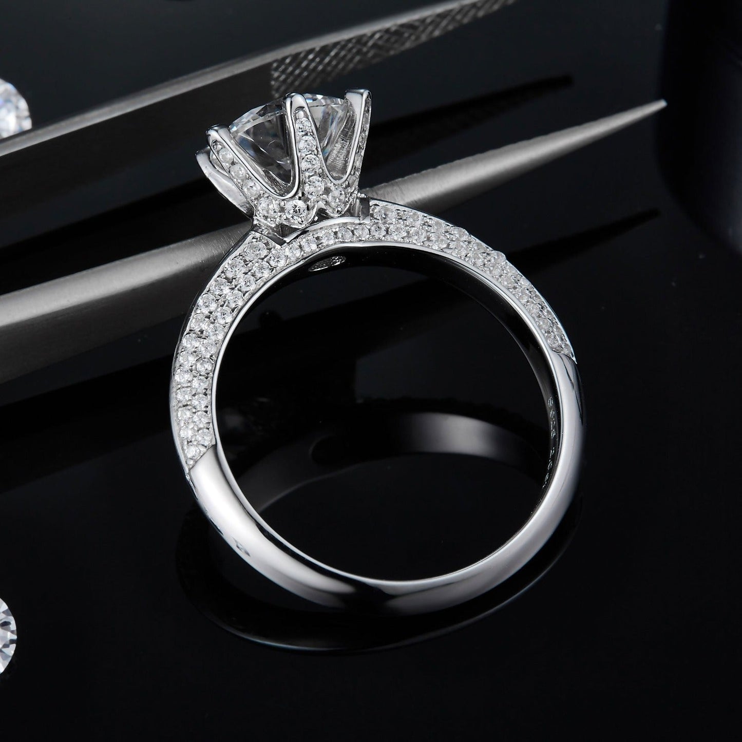 Elevé Pave 1.50ct Moissanite Engagement Ring