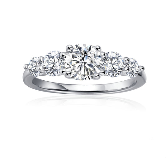 Five-Stone Cushion Cut Moissanite Engagement Ring Set in 9ct White Gold