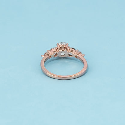 Five-Stone Oval Cut Moissanite Engagement Ring Set in 9ct Rose Gold