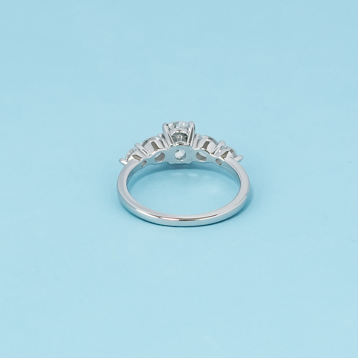Five-Stone Oval Cut Moissanite Engagement Ring Set in 9ct White Gold