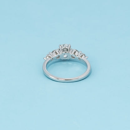 Five-Stone Oval Cut Moissanite Engagement Ring Set in 9ct White Gold
