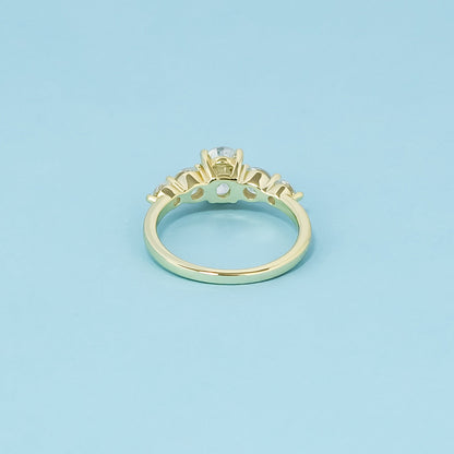 Five-Stone Oval Cut Moissanite Engagement Ring Set in 9ct Yellow Gold