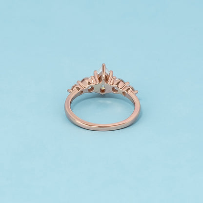 Five-Stone Pear Shape Moissanite Engagement Ring Set in 9ct Rose Gold