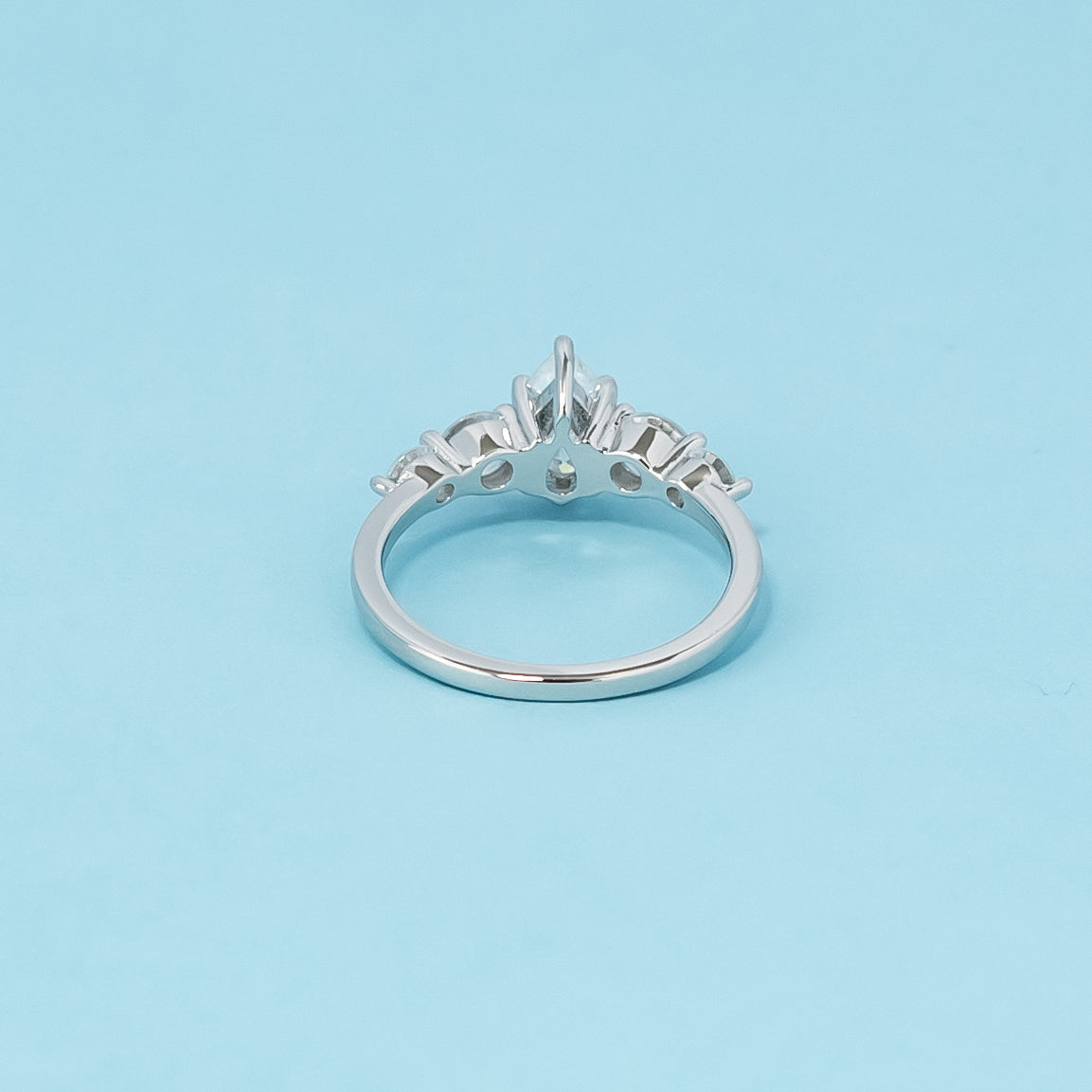 Five-Stone Pear Shape Moissanite Engagement Ring Set in 9ct White Gold