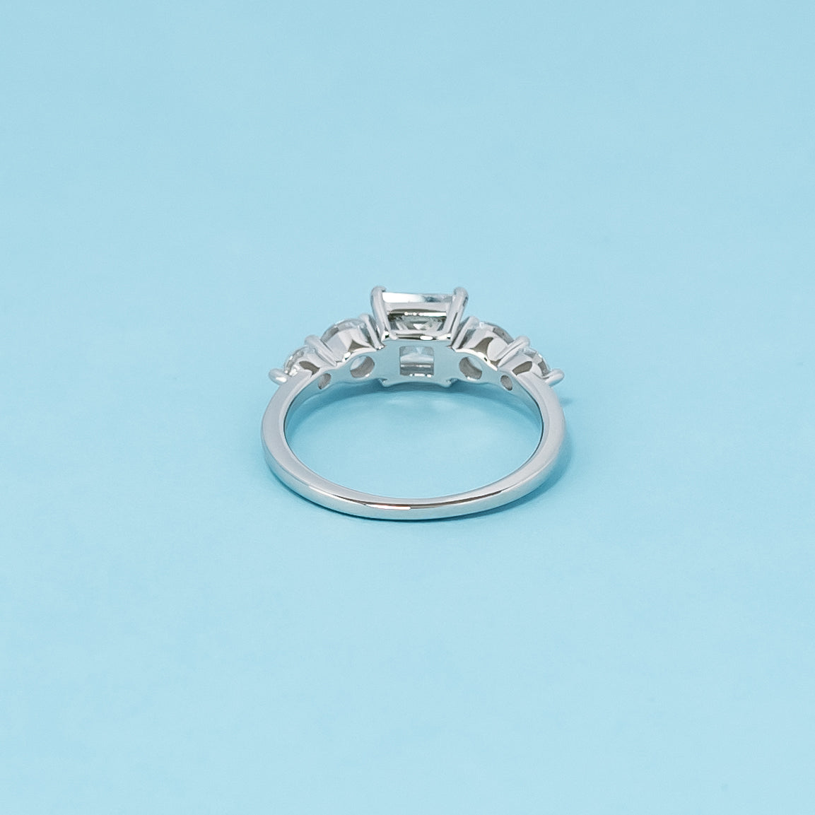 Five-Stone Princess Cut Moissanite Engagement Ring Set in 9ct White Gold