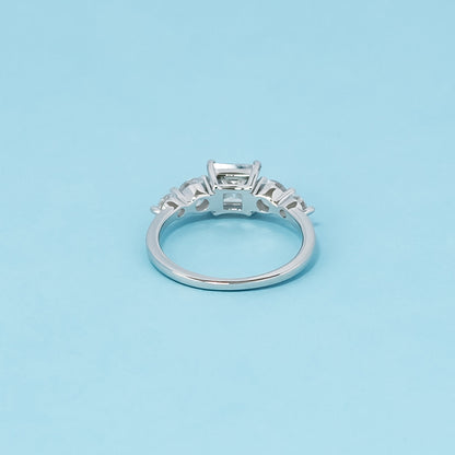 Five-Stone Princess Cut Moissanite Engagement Ring Set in 9ct White Gold
