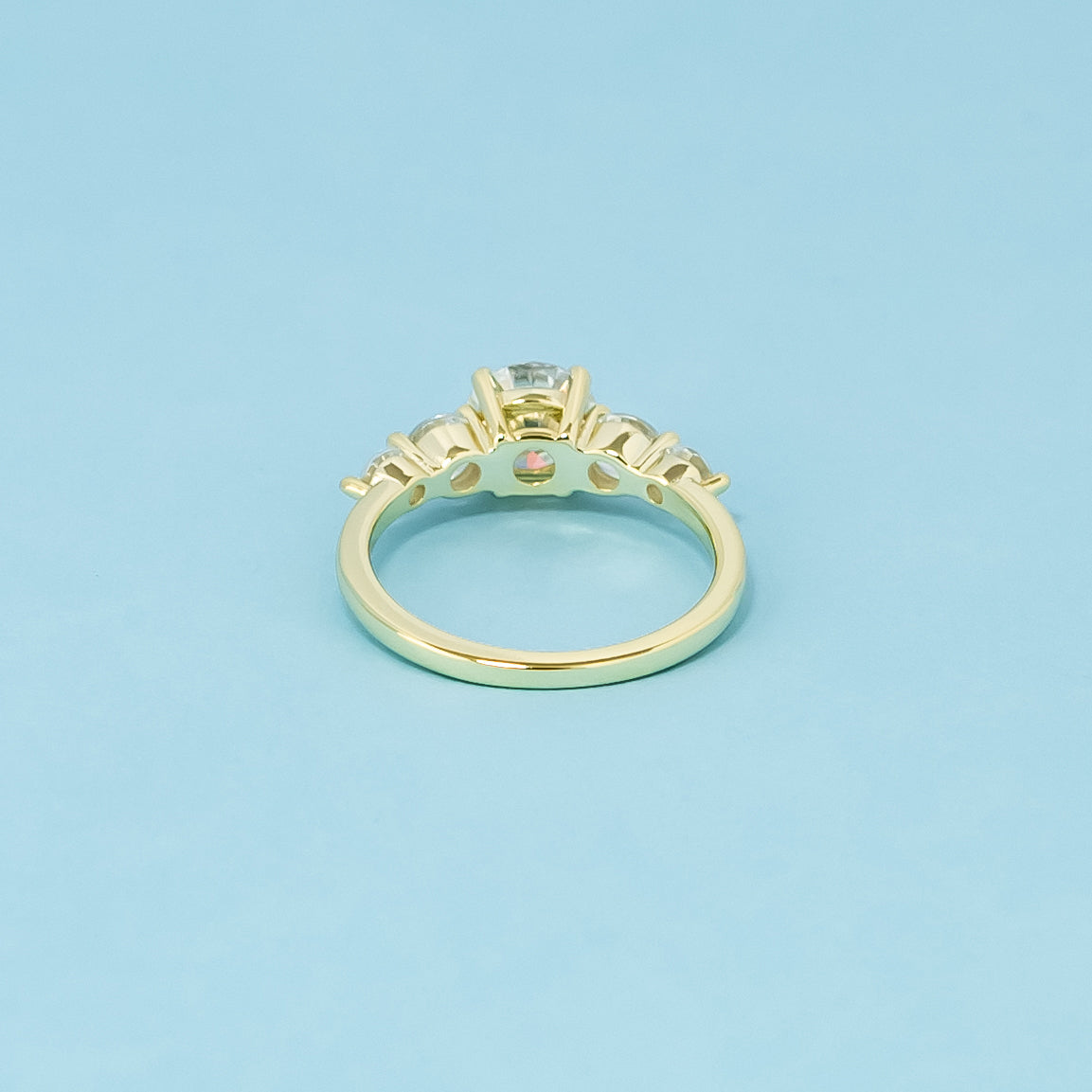Five-Stone Round Brilliant Moissanite Engagement Ring - Set in 9ct Yellow Gold