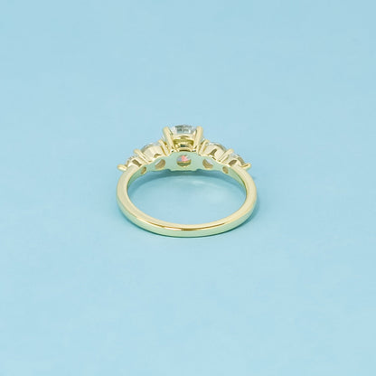 Five-Stone Round Brilliant Moissanite Engagement Ring - Set in 9ct Yellow Gold