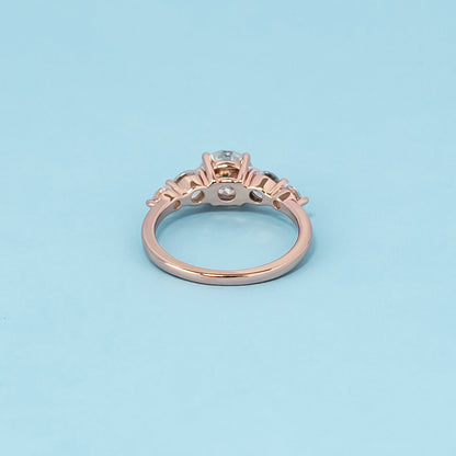 Five-Stone Round Brilliant Moissanite Engagement Ring Set in 9ct Rose Gold