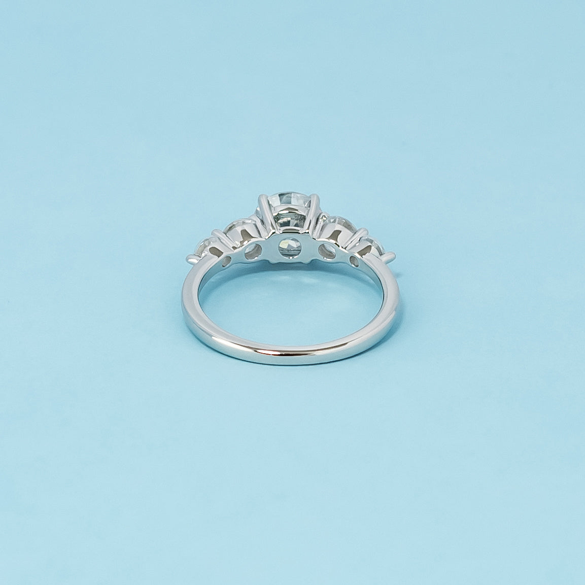 Five-Stone Round Brilliant Moissanite Engagement Ring Set in 9ct White Gold