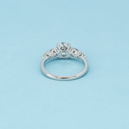 Five-Stone Round Brilliant Moissanite Engagement Ring Set in 9ct White Gold