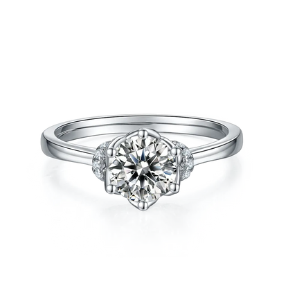 Privé Floral 1.00ct Moissanite Engagement Ring Set in Sterling Silver