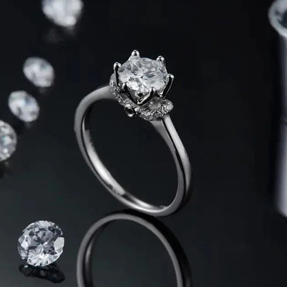 Privé Floral 1.00ct Moissanite Engagement Ring Set in Sterling Silver