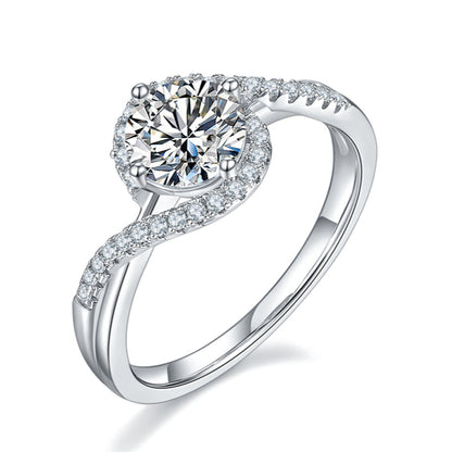 Privé Halo 1.00ct Moissanite Engagement Ring Set in Sterling Silver