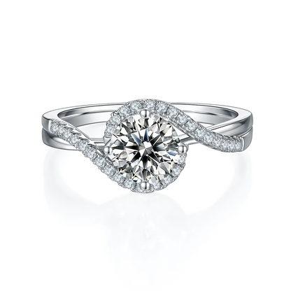 Privé Halo 1.00ct Moissanite Engagement Ring Set in Sterling Silver