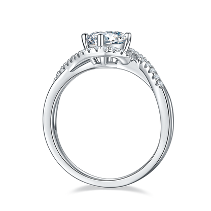 Privé Halo 1.00ct Moissanite Engagement Ring Set in Sterling Silver