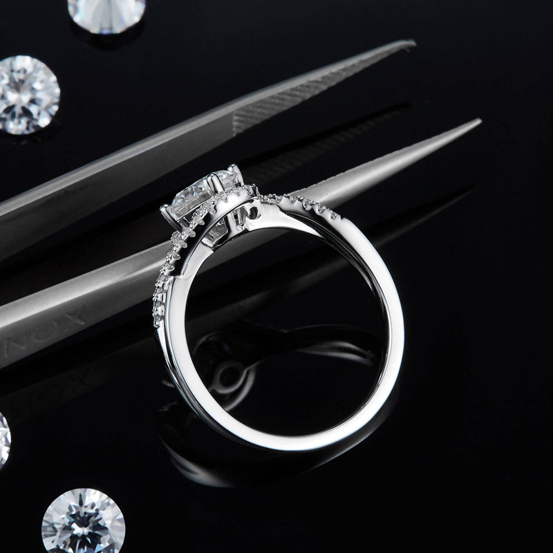 Privé Halo 1.00ct Moissanite Engagement Ring Set in Sterling Silver