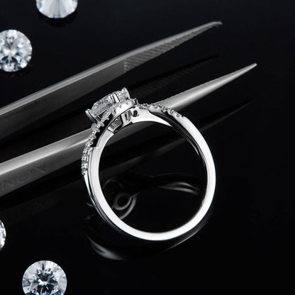 Privé Halo 1.00ct Moissanite Engagement Ring Set in Sterling Silver