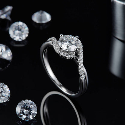 Privé Halo 1.00ct Moissanite Engagement Ring Set in Sterling Silver