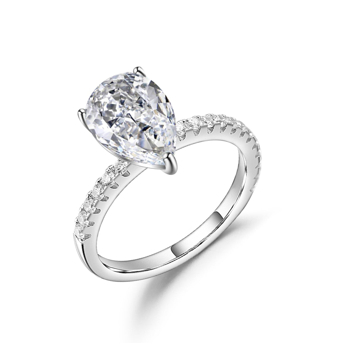 Privé Pear Shape 1.25ct Moissanite Engagement Ring Set in Sterling Silver