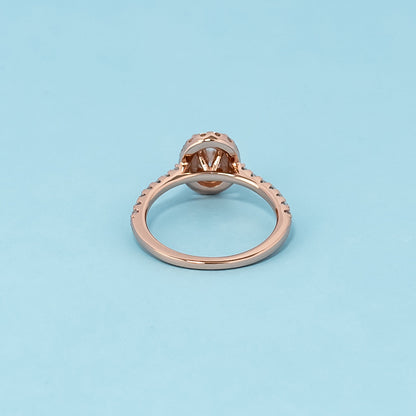 Heritage Halo Oval Cut Moissanite Engagement Ring Set in 9ct Rose Gold