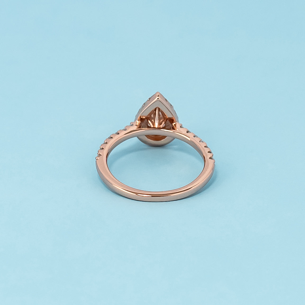 Heritage Halo Pear Shape Moissanite Engagement Ring Set in 9ct Rose Gold