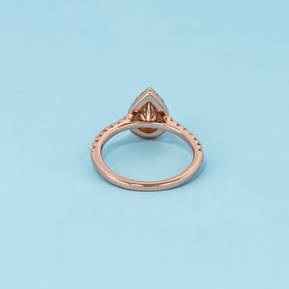 Heritage Halo Pear Shape Moissanite Engagement Ring Set in 9ct Rose Gold