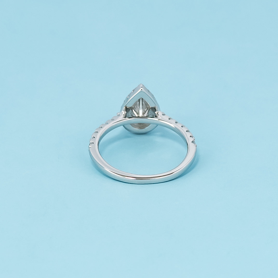 Heritage Halo Pear Shape Moissanite Engagement Ring Set in 9ct White Gold