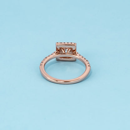 Heritage Halo Princess Cut Moissanite Engagement Ring Set in 9ct Rose Gold