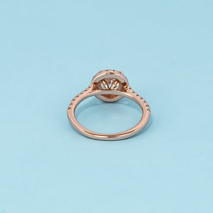 Heritage Halo Round Brilliant Moissanite Engagement Ring Set in 9ct Rose Gold