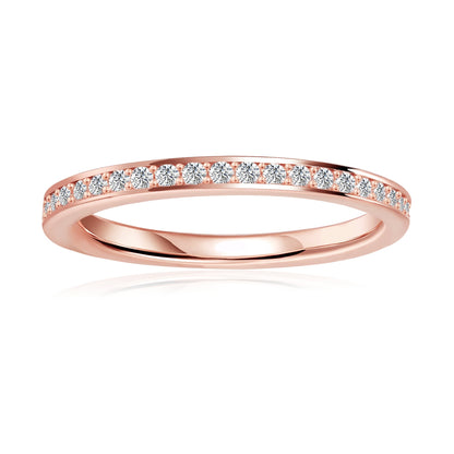 Heritage Pave Moissanite Wedding Band Set in 9ct Rose Gold