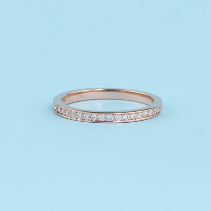 Heritage Pave Moissanite Wedding Band Set in 9ct Rose Gold