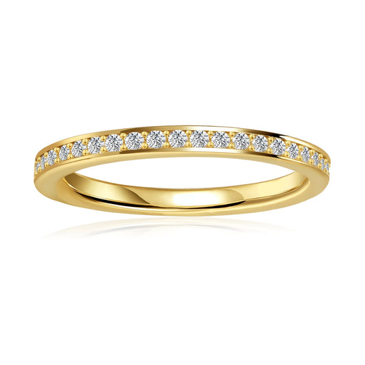 Heritage Pave Moissanite Wedding Band Set in 9ct Yellow Gold