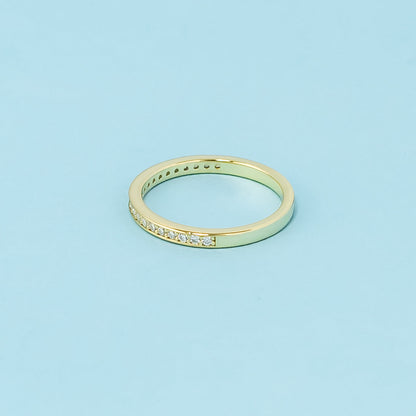 Heritage Pave Moissanite Wedding Band Set in 9ct Yellow Gold
